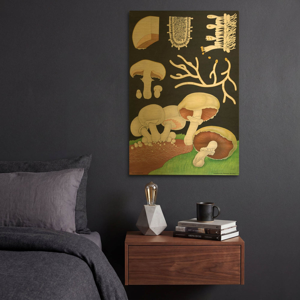 'Mushrooms' By Vintage Posters Gold Metal Wall Art