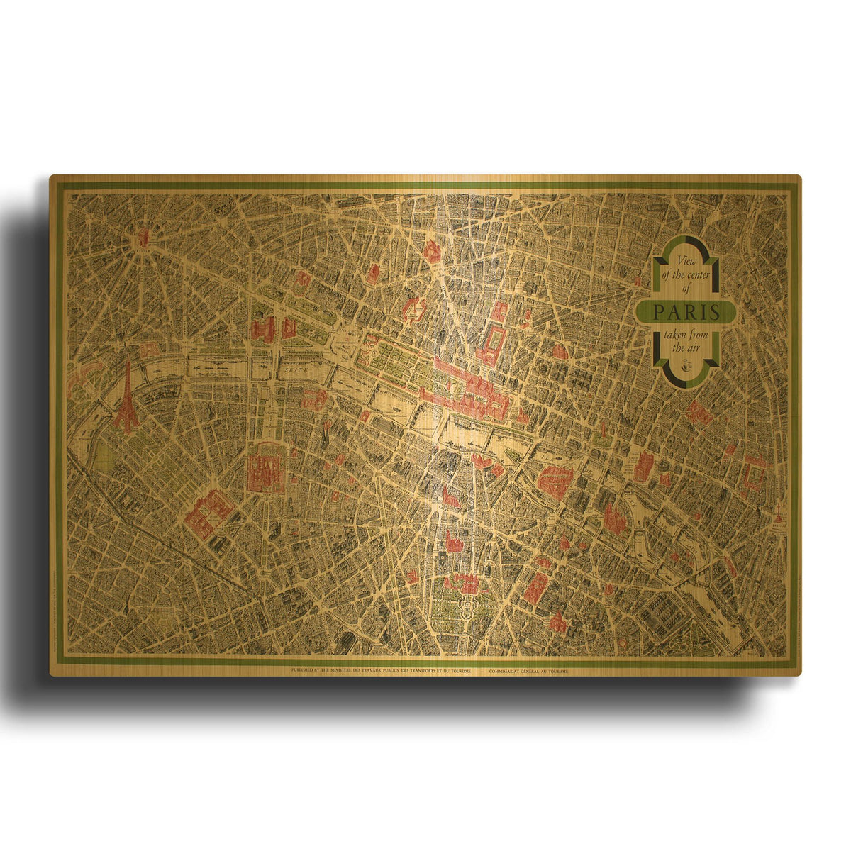 'Paris Map' By Vintage Posters Gold Metal Wall Art