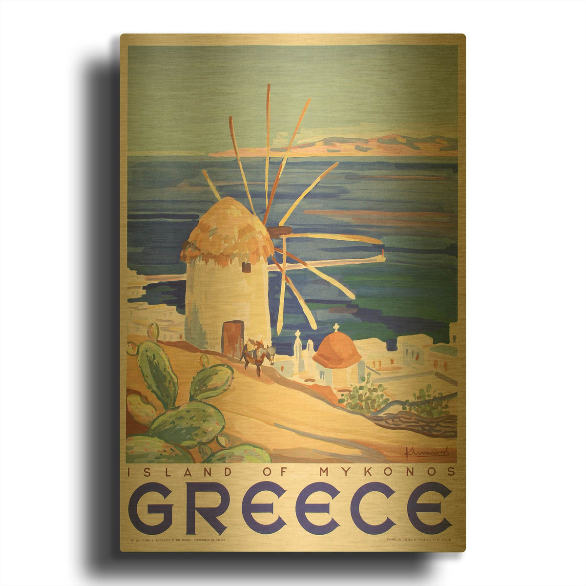 'Mykonos Greece' By Vintage Posters Gold Metal Wall Art