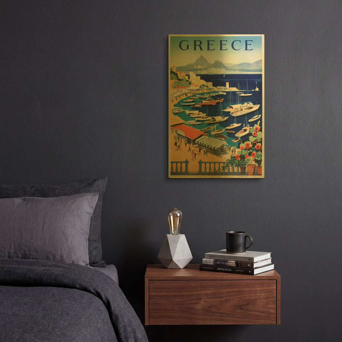 'Greece Bay' By Vintage Posters Gold Metal Wall Art