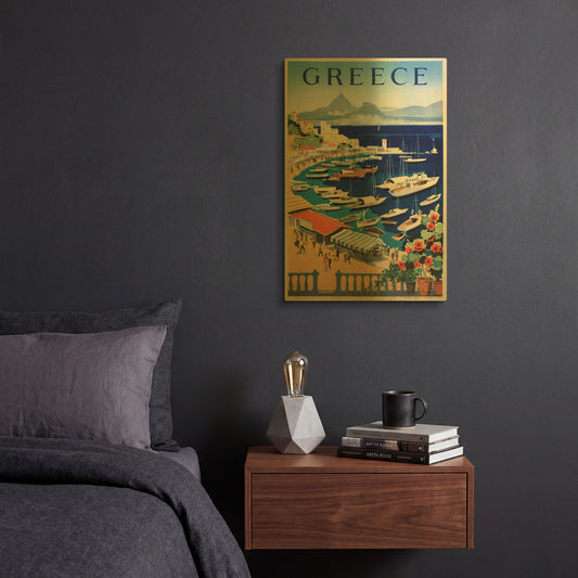 'Greece Bay' By Vintage Posters Gold Metal Wall Art