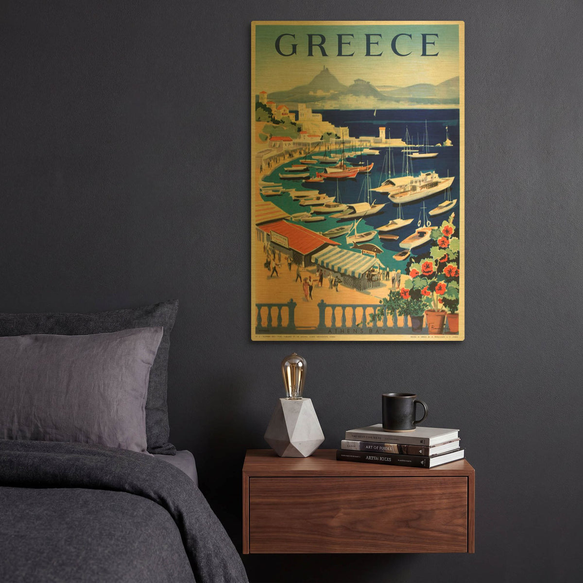 'Greece Bay' By Vintage Posters Gold Metal Wall Art