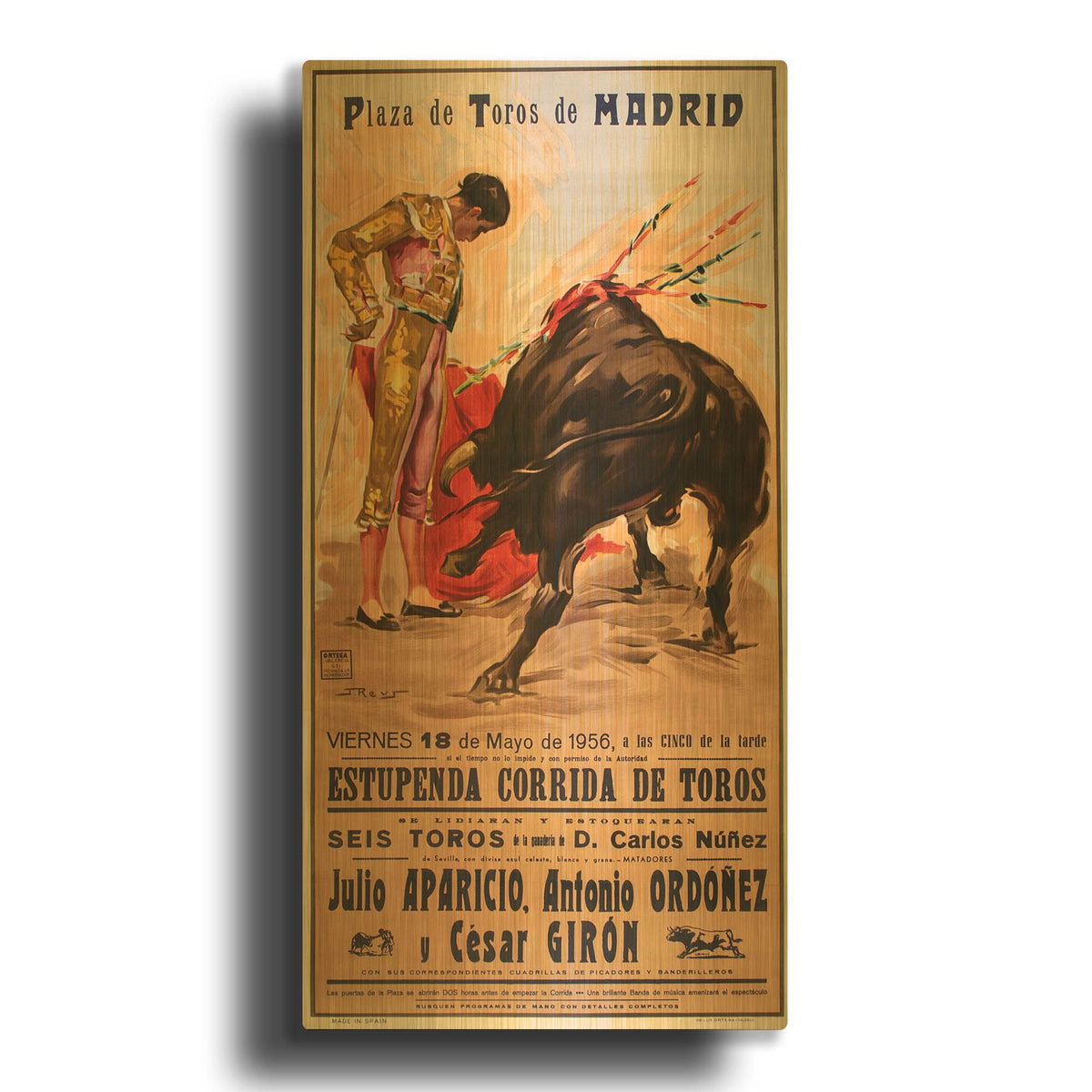 'Matador Barcelona II' By Vintage Posters Gold Metal Wall Art