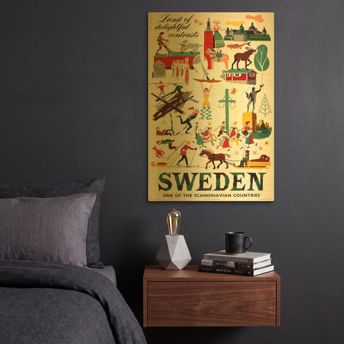 'Sweden Travel' By Vintage Posters Gold Metal Wall Art