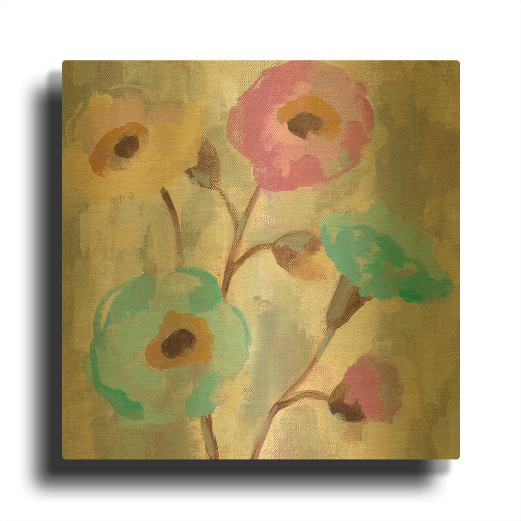 'Fog and Flowers II' By Silvia Vassileva Gold Metal Wall Art