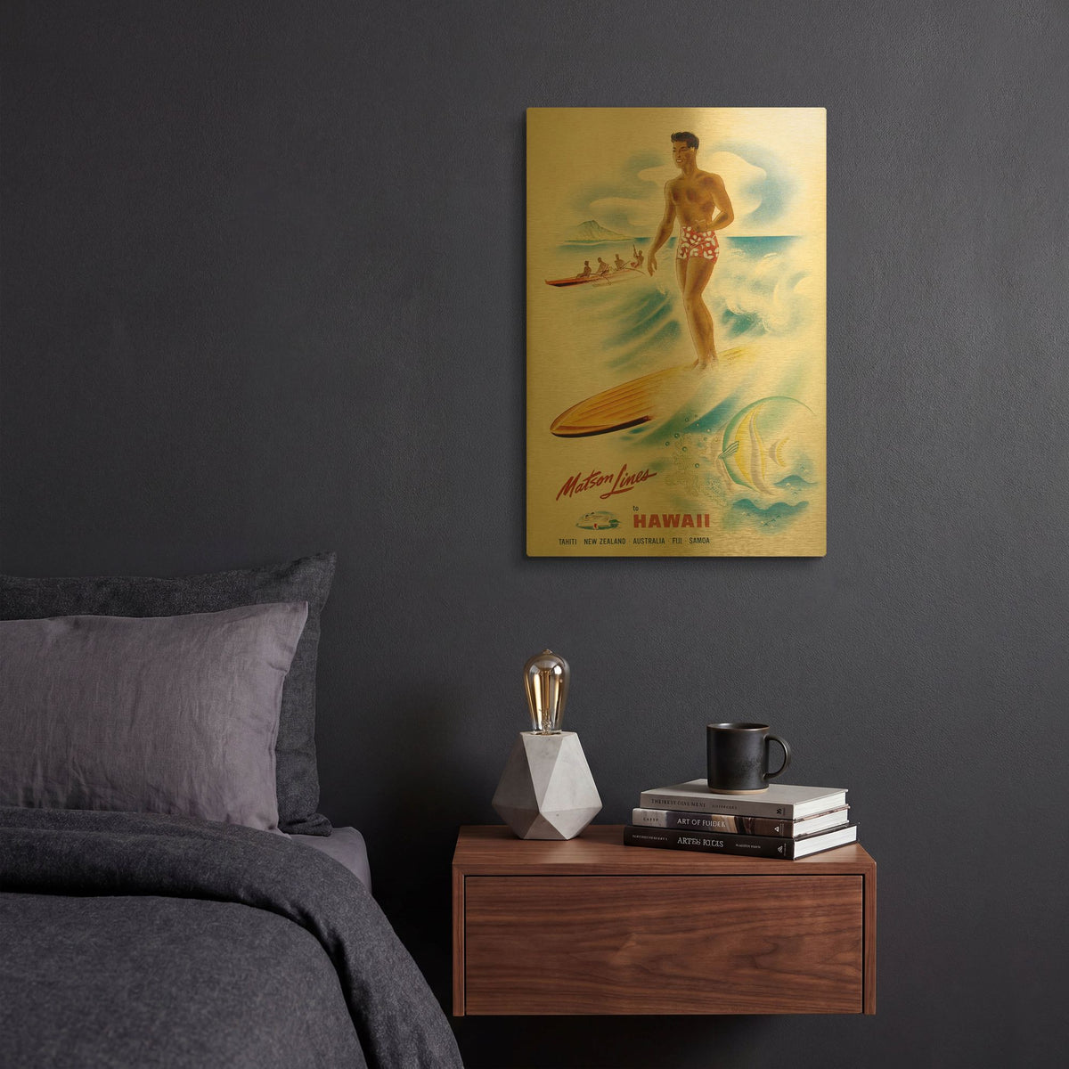 'Matson Lines Hawaii 1955' By Vintage Posters Gold Metal Wall Art
