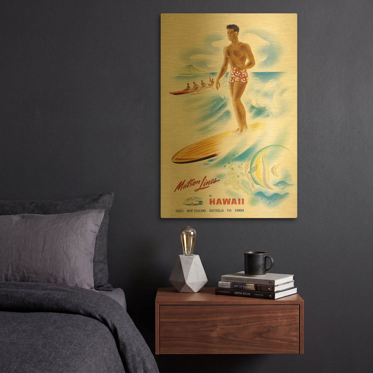 'Matson Lines Hawaii 1955' By Vintage Posters Gold Metal Wall Art