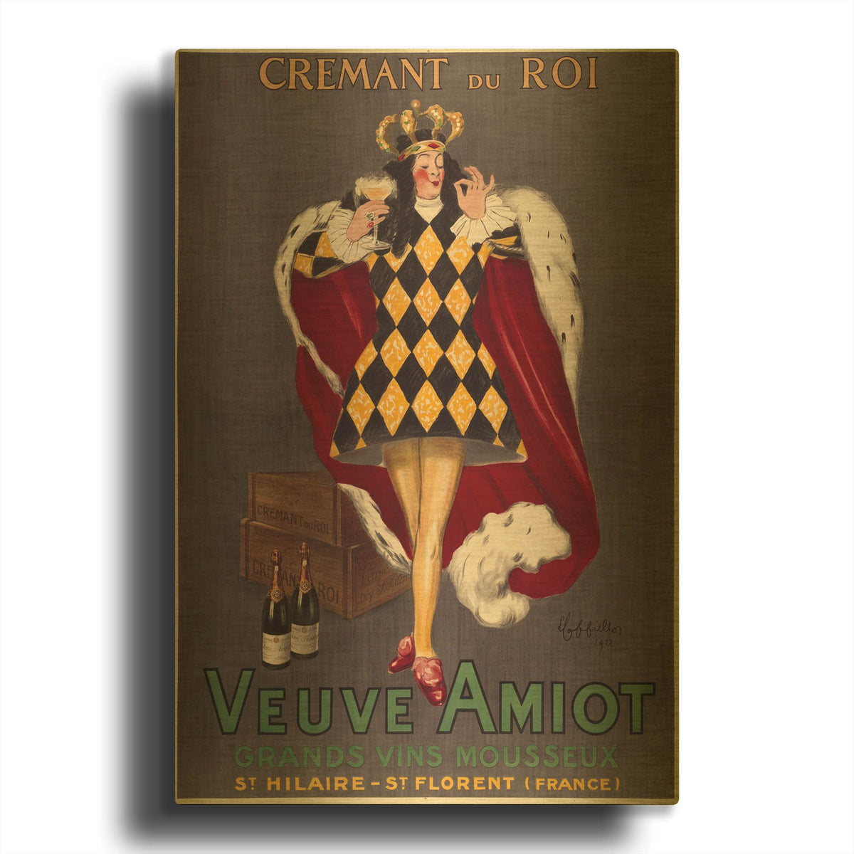 'Veuve Amiot Cappiello King' By Vintage Posters Gold Metal Wall Art