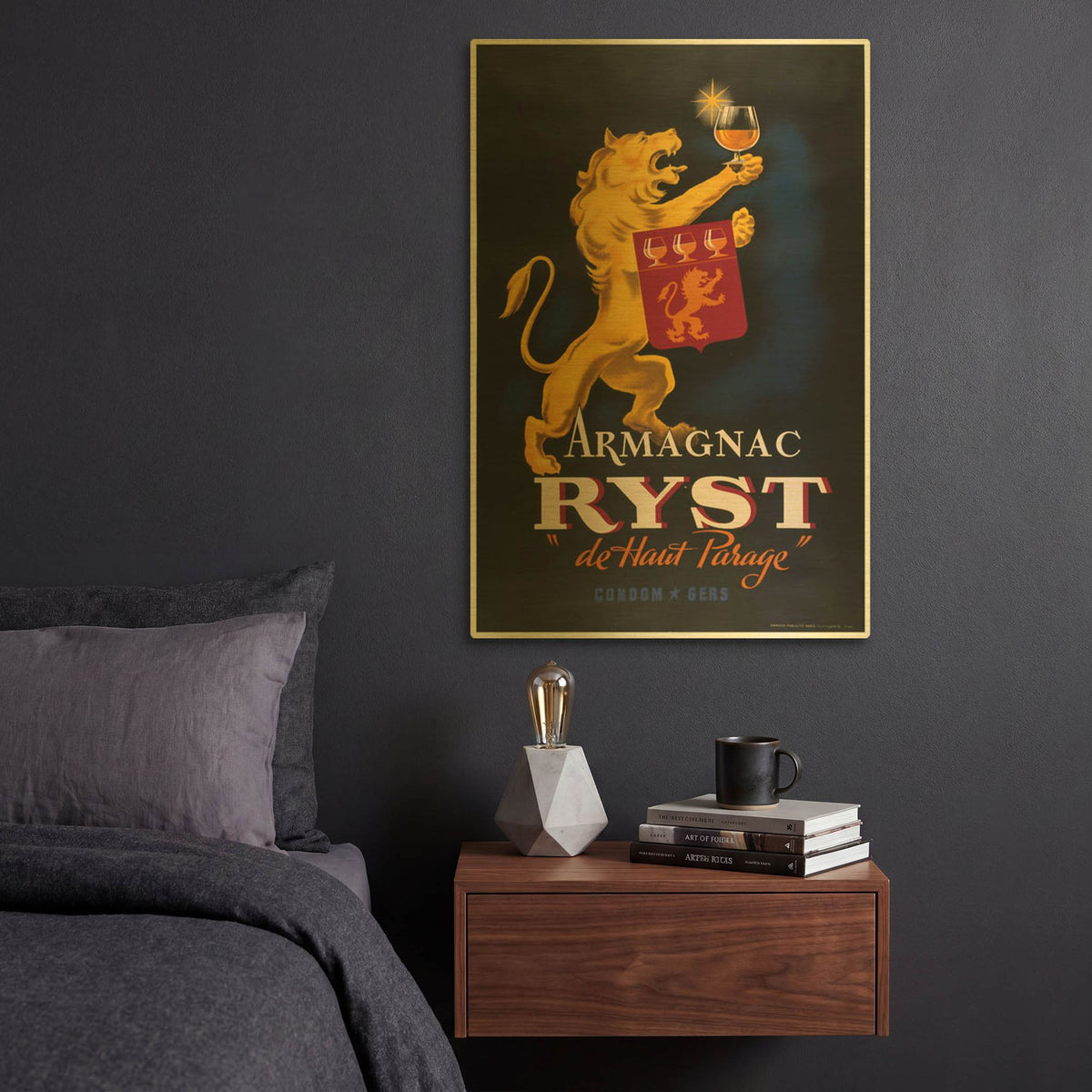 'Armagnac Ryst Lion' By Vintage Posters Gold Metal Wall Art