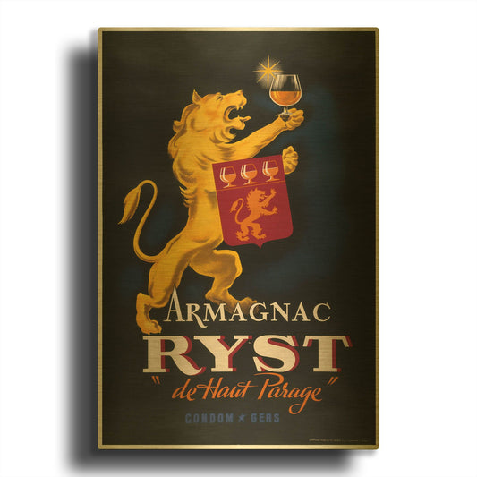 'Armagnac Ryst Lion' By Vintage Posters Gold Metal Wall Art