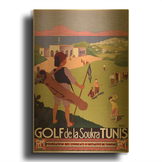 'Golf De La Soukra Tunis' By Vintage Posters Gold Metal Wall Art