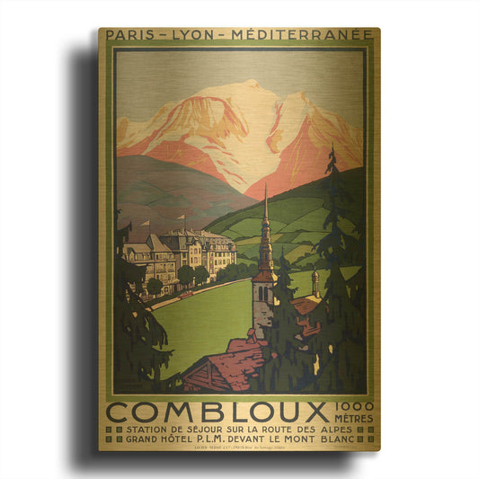 'Combloux' By Vintage Posters Gold Metal Wall Art