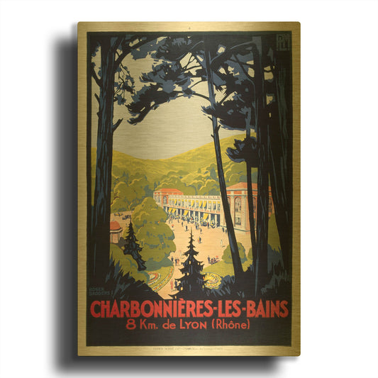'Charbonnieres-Les-Bains' By Vintage Posters Gold Metal Wall Art