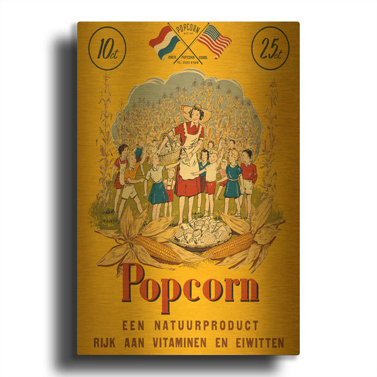 'Popcorn' By Vintage Posters Gold Metal Wall Art