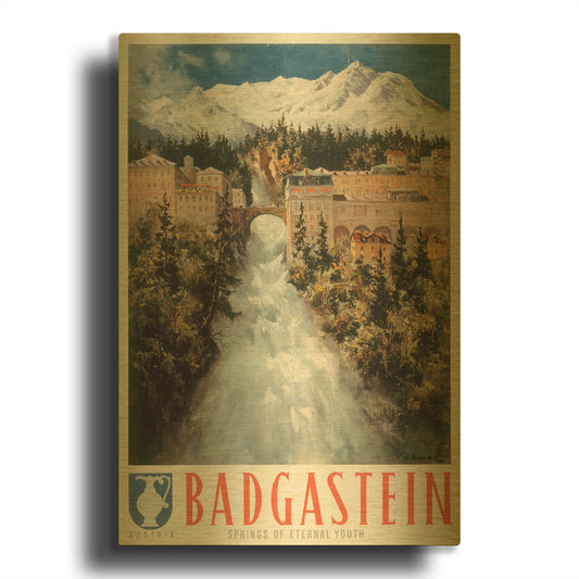 'Badgastein' By Vintage Posters Gold Metal Wall Art