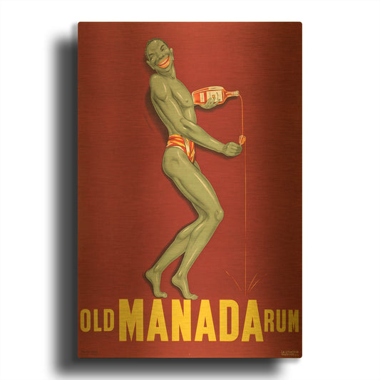 'Old Manada Rum' By Vintage Posters Gold Metal Wall Art