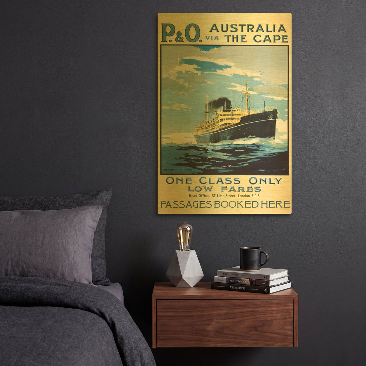 'P. & O. Australia Via The Cape' By Vintage Posters Gold Metal Wall Art