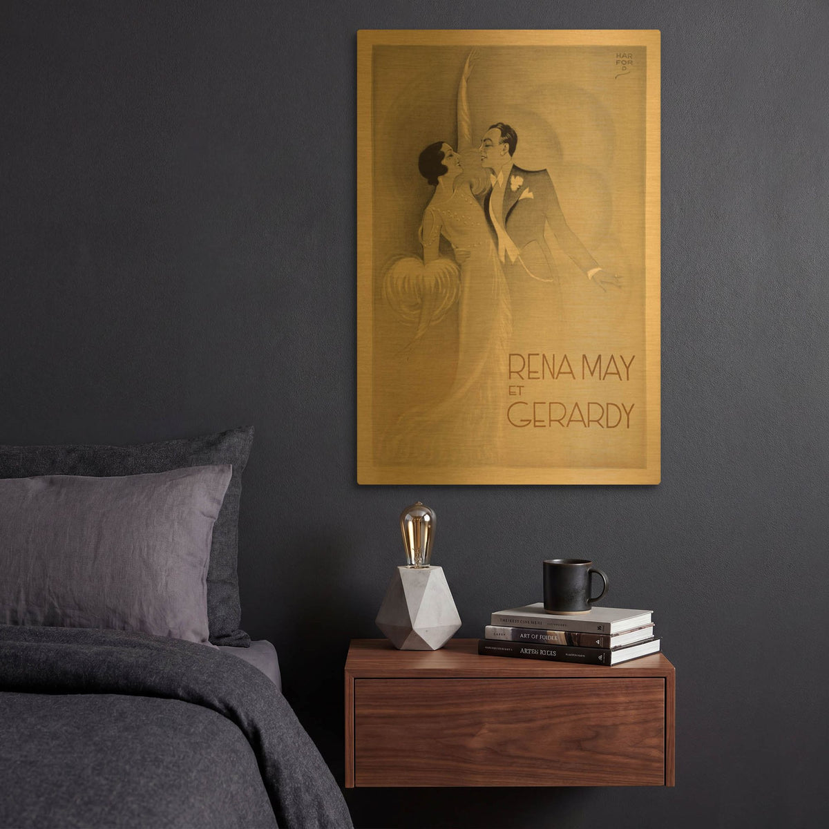 'Rena May Et Gerardy' By Vintage Posters Gold Metal Wall Art