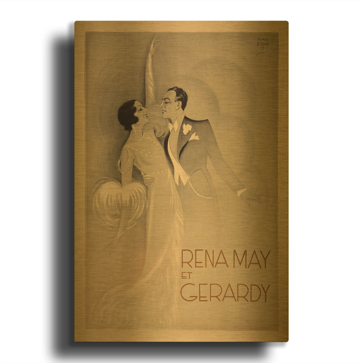 'Rena May Et Gerardy' By Vintage Posters Gold Metal Wall Art