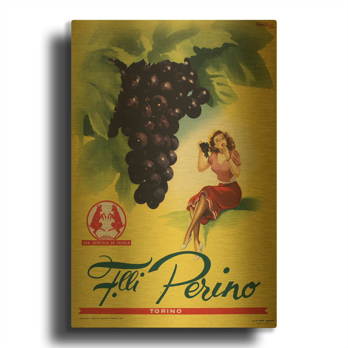'Perino - Grapes' By Vintage Posters Gold Metal Wall Art