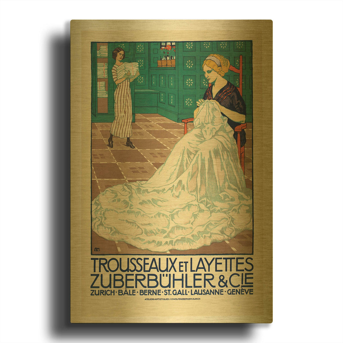 'Zuberbuchler & Cie' By Vintage Posters Gold Metal Wall Art
