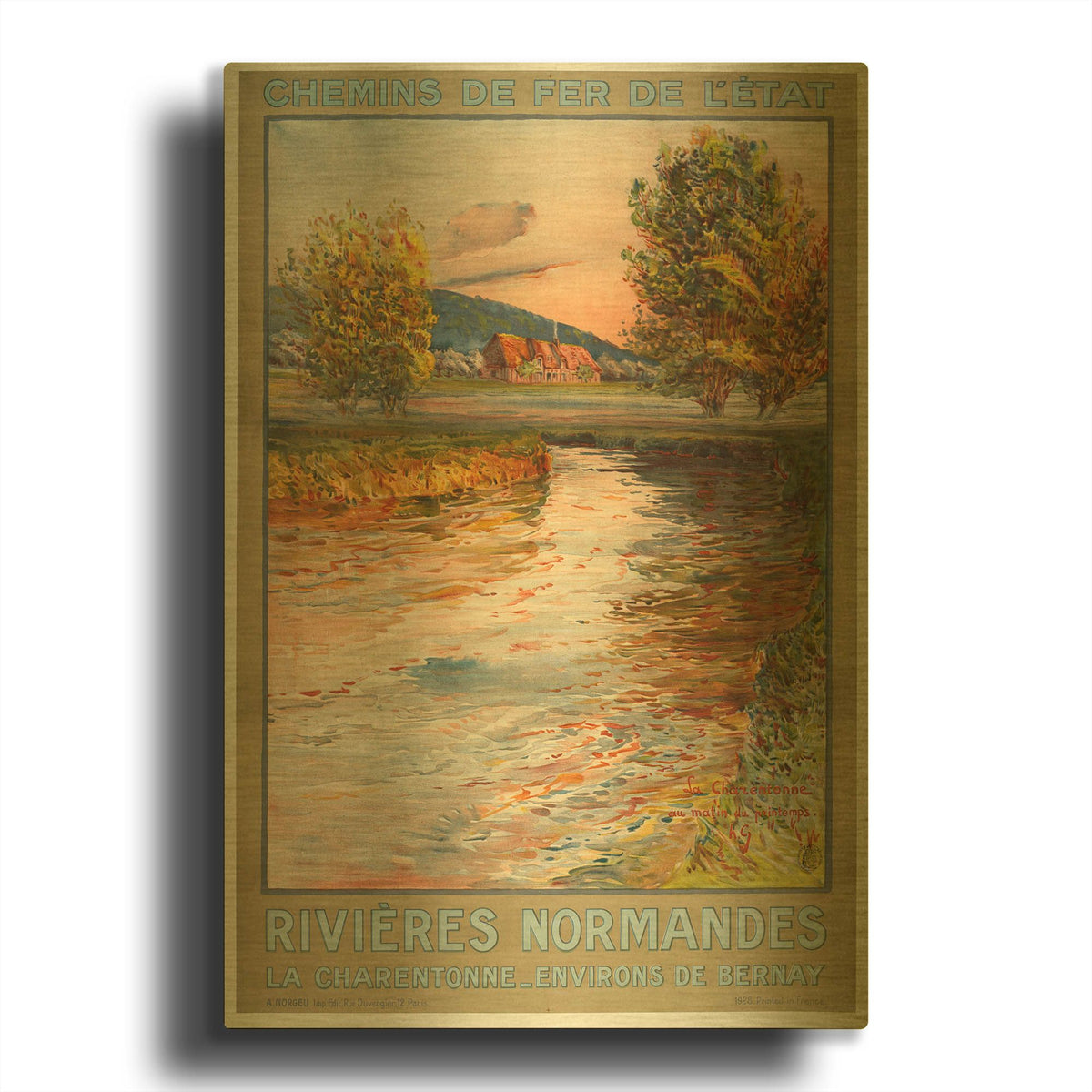 'Rivieres Normandes' By Vintage Posters Gold Metal Wall Art
