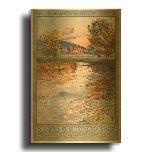 'Rivieres Normandes' By Vintage Posters Gold Metal Wall Art