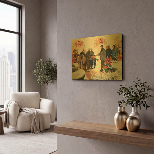 'The Hand Shake' By Vintage Posters Gold Metal Wall Art