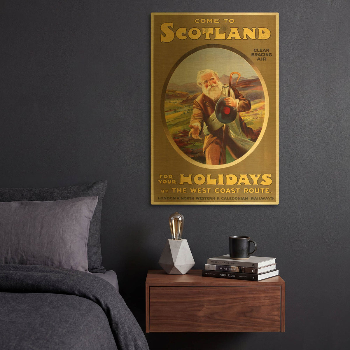 'Come To Scotland' By Vintage Posters Gold Metal Wall Art