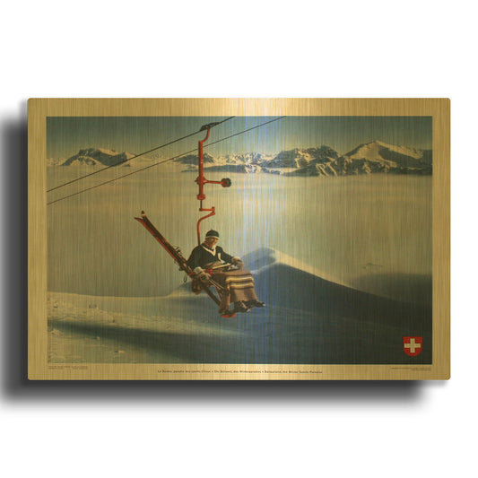 'La Suisse, Paradis des Sports d' By Vintage Posters Gold Metal Wall Art
