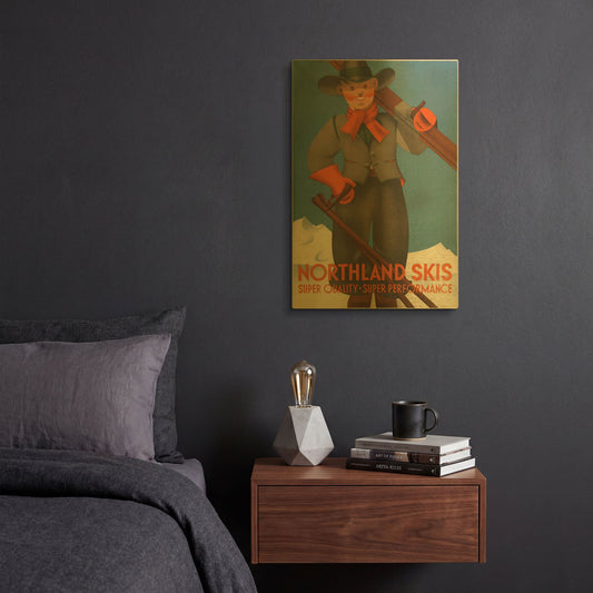 'Northland Skis' By Vintage Posters Gold Metal Wall Art