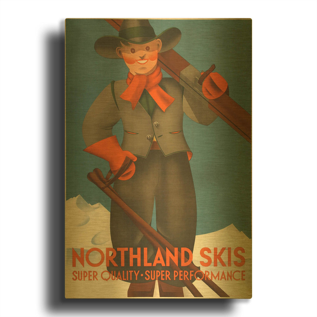 'Northland Skis' By Vintage Posters Gold Metal Wall Art