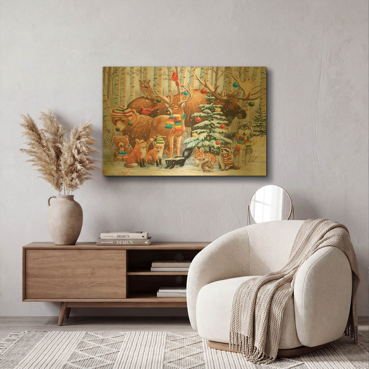 'Magical Forest Holiday' By William Vanderdasson Gold Metal Wall Art