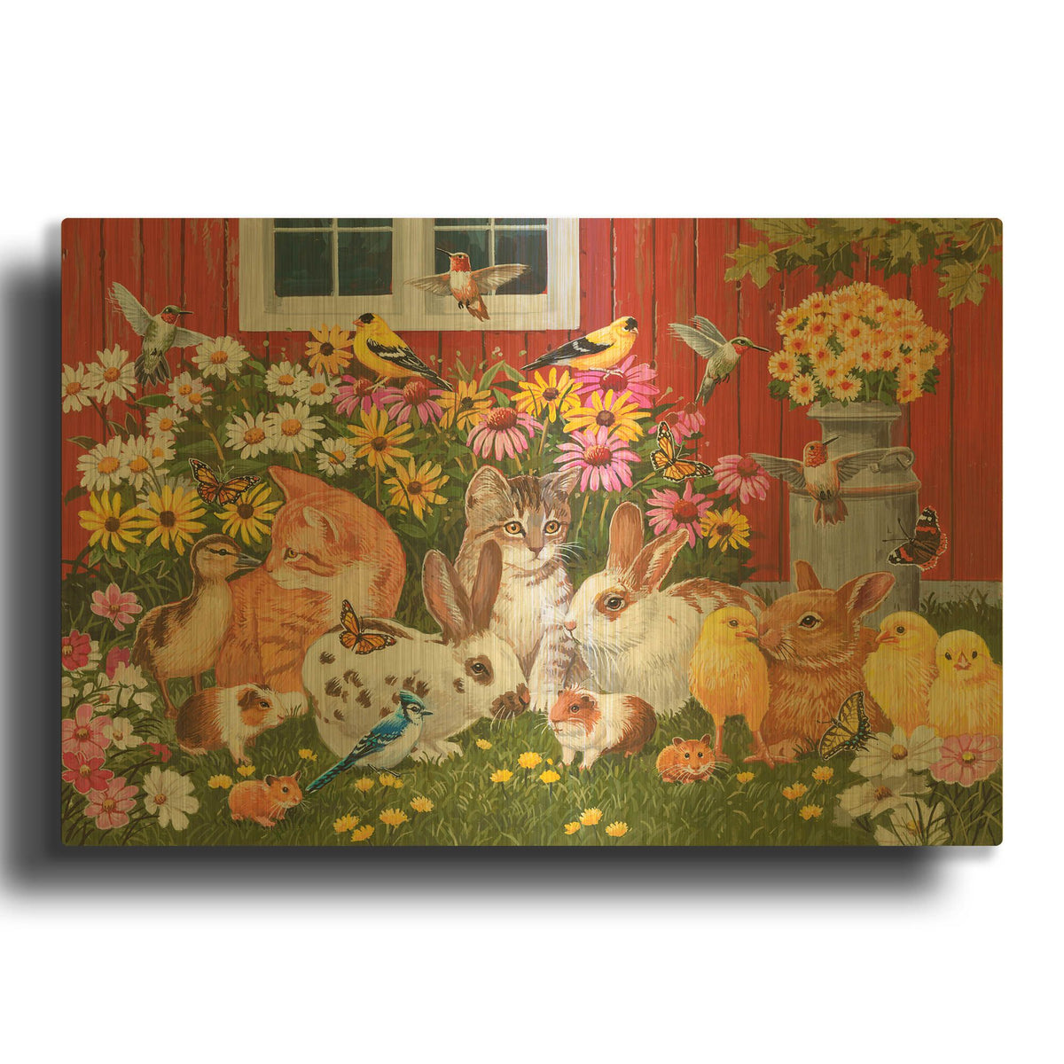 'Little Farm Friends' By William Vanderdasson Gold Metal Wall Art
