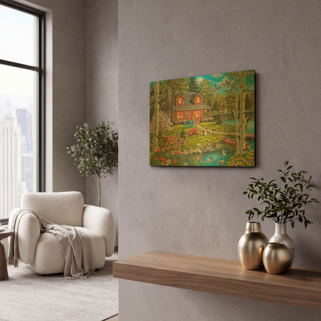 'Springtime at the Lake' By William Vanderdasson Gold Metal Wall Art