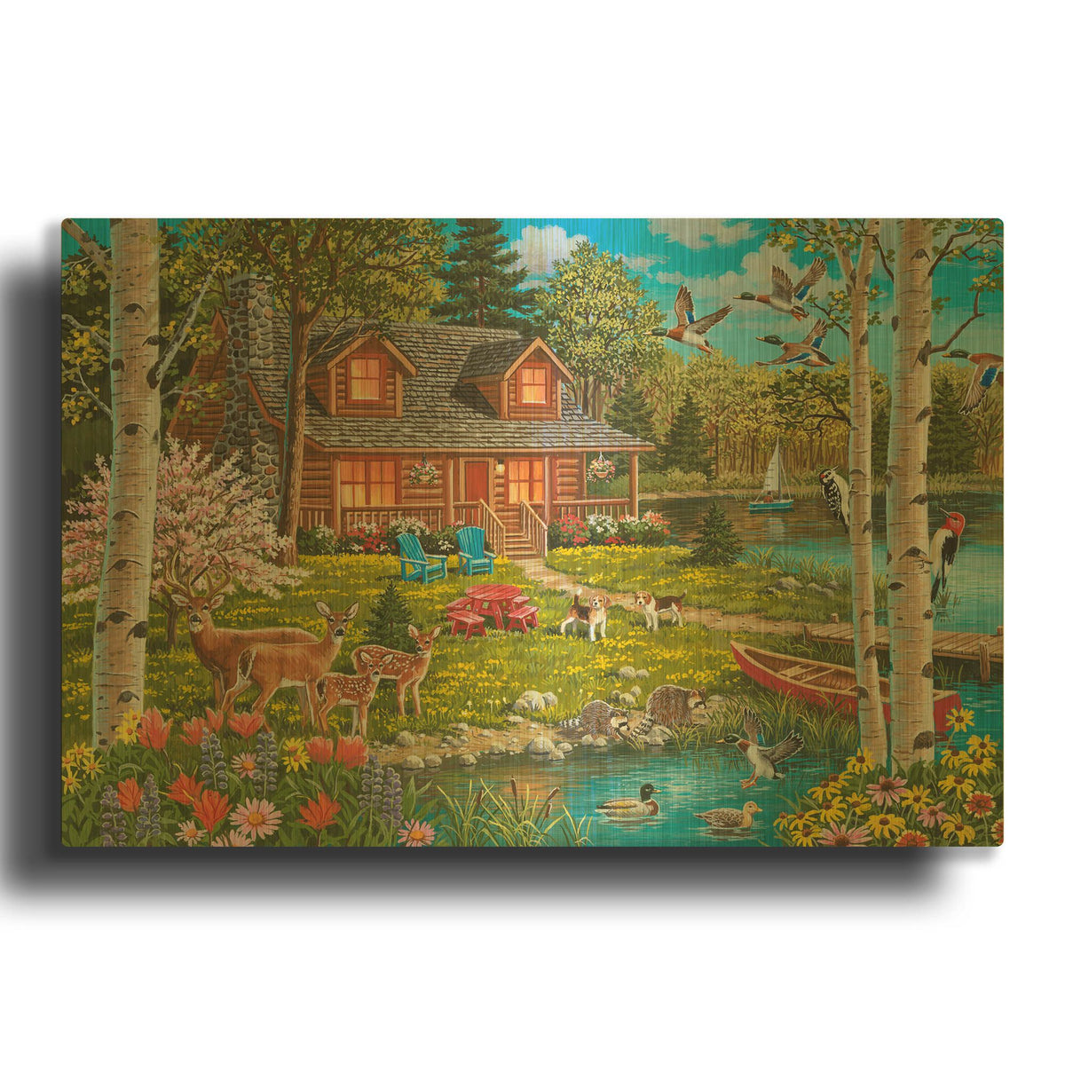 'Springtime at the Lake' By William Vanderdasson Gold Metal Wall Art