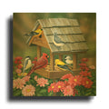 'Backyard Birds Fall Feast' By William Vanderdasson Gold Metal Wall Art