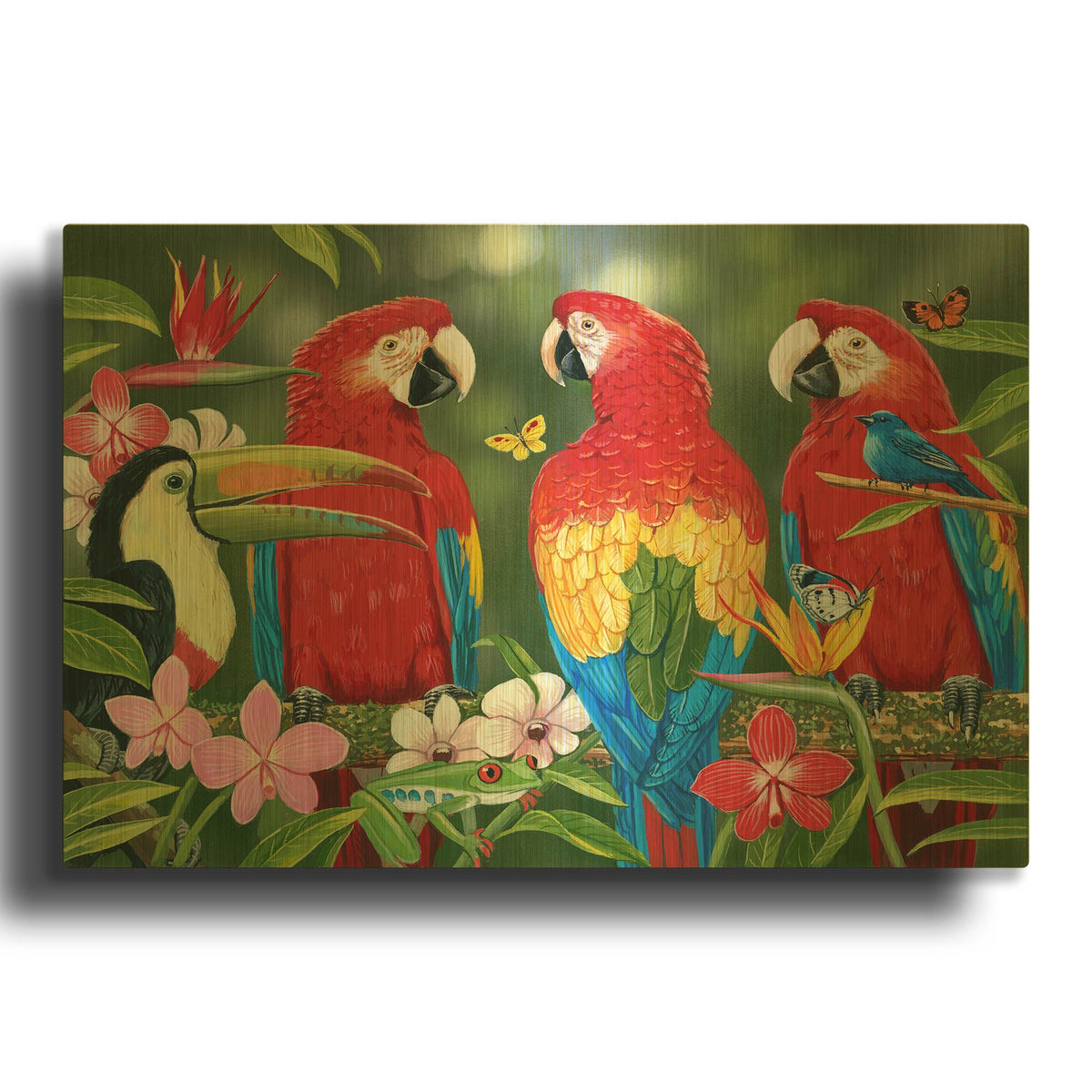 'Tropical Friends' By William Vanderdasson Gold Metal Wall Art