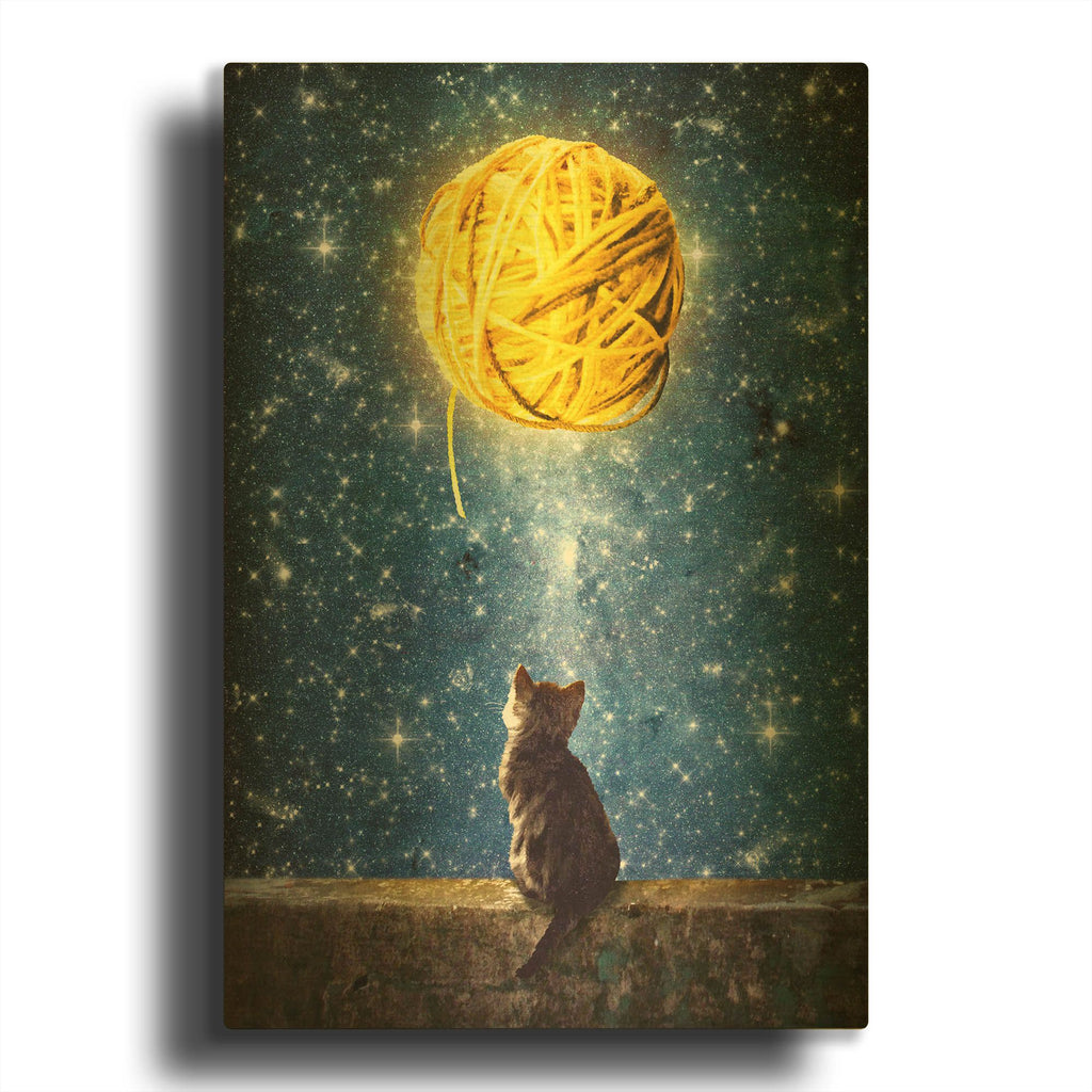 'A Yarn of Moon' By Diogo Verissimo Gold Metal Wall Art