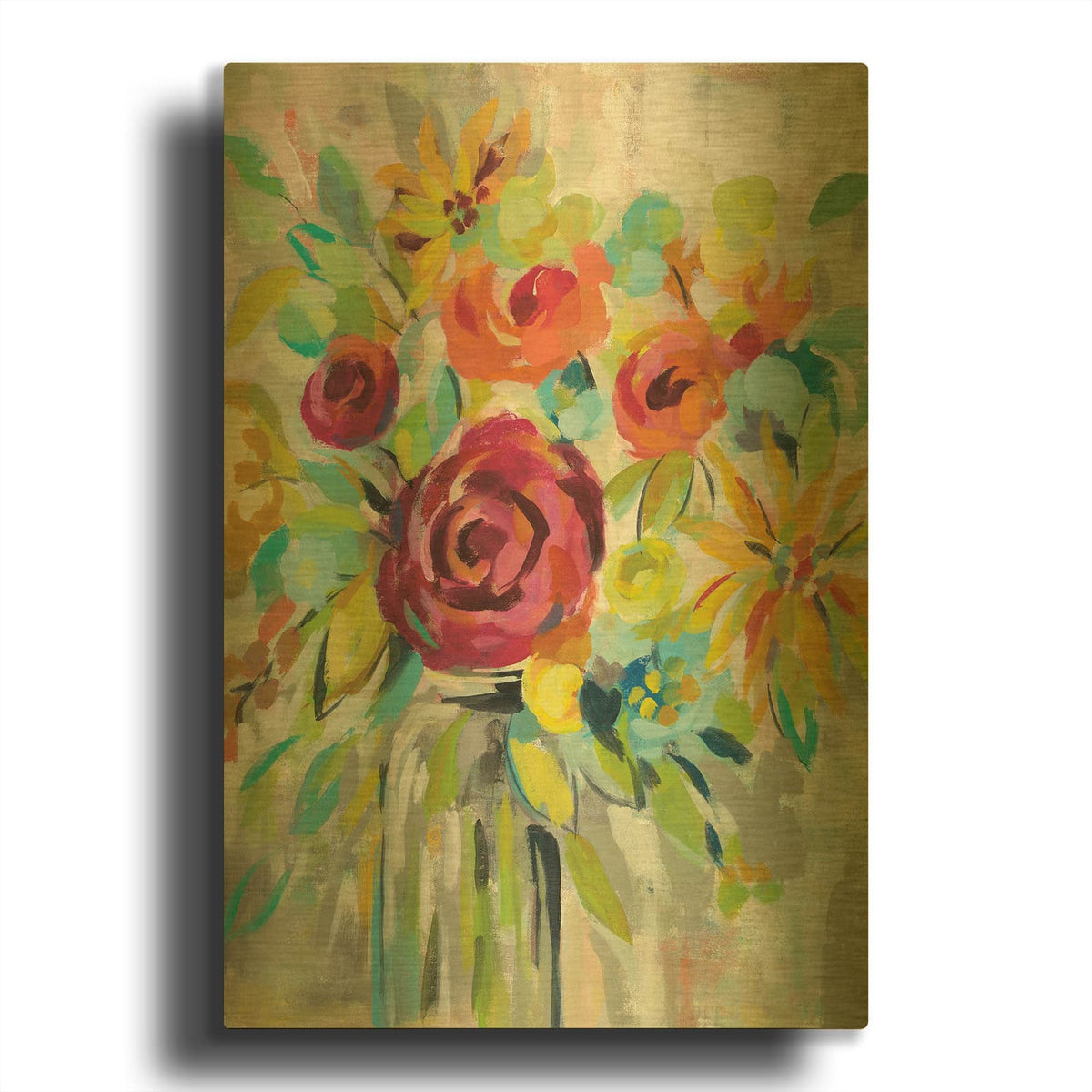 'Flower Still Life I' By Silvia Vassileva Gold Metal Wall Art