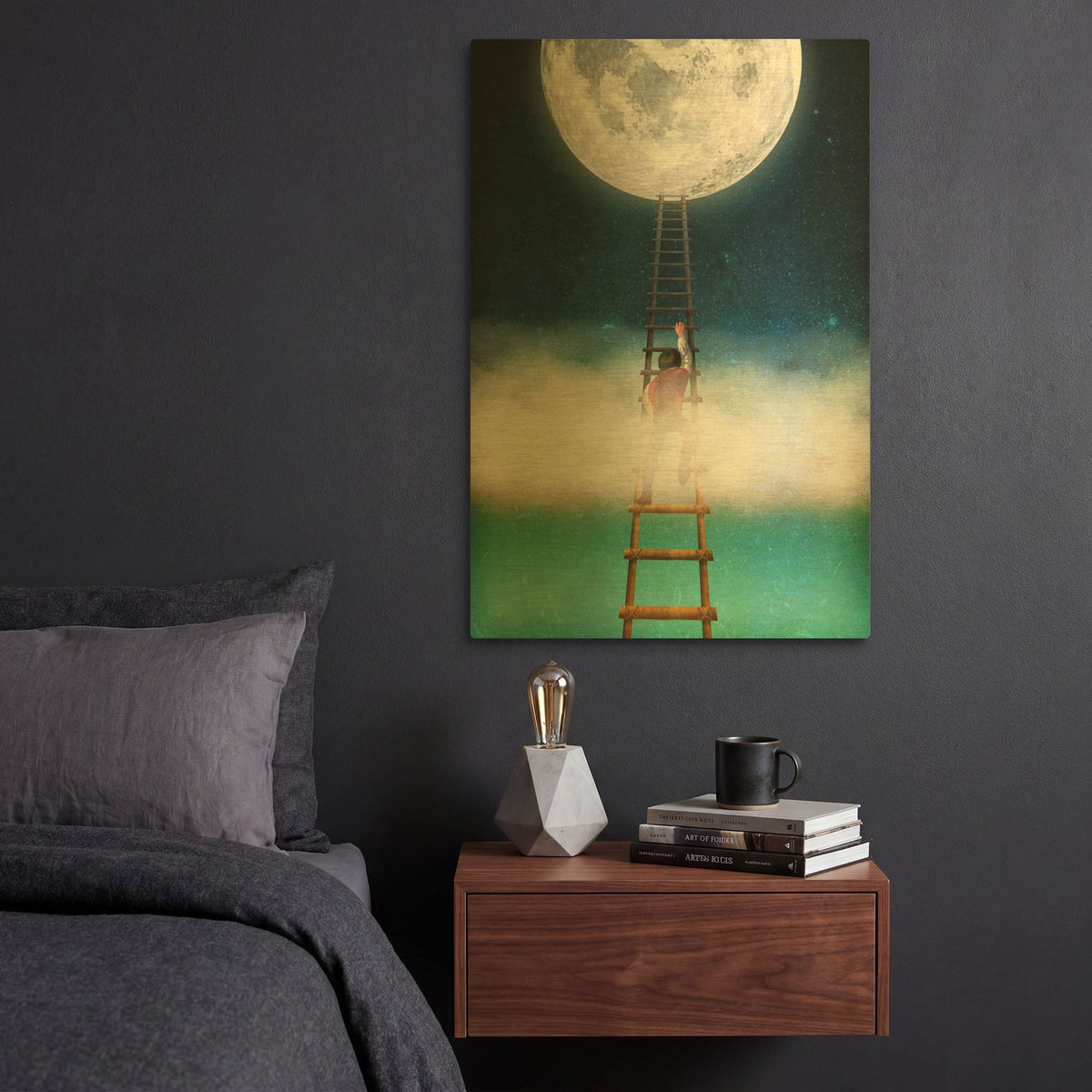 'Reach for the Moon' By Diogo Verissimo Gold Metal Wall Art