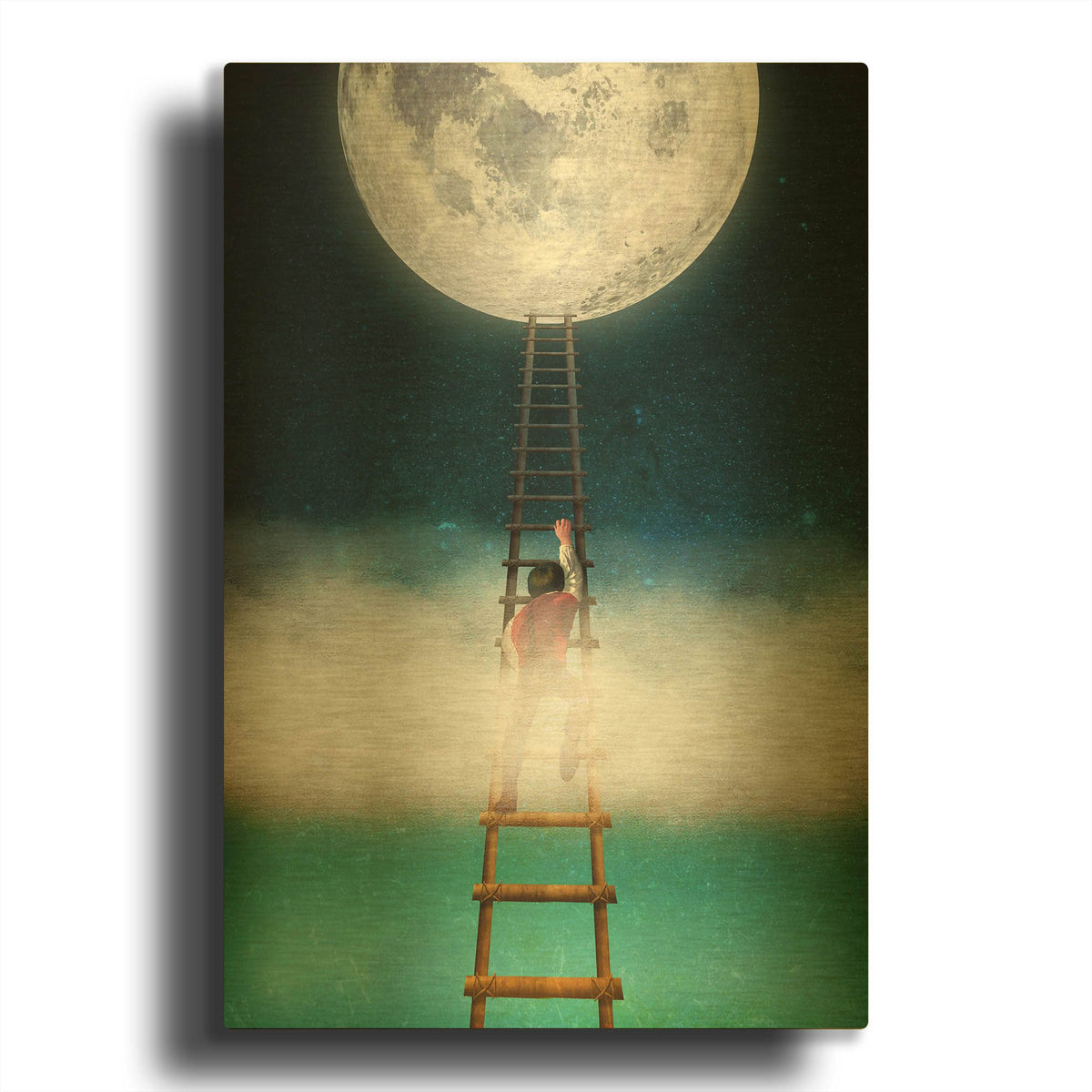 'Reach for the Moon' By Diogo Verissimo Gold Metal Wall Art