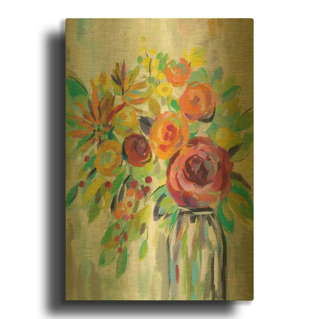 'Flower Still Life II' By Silvia Vassileva Gold Metal Wall Art