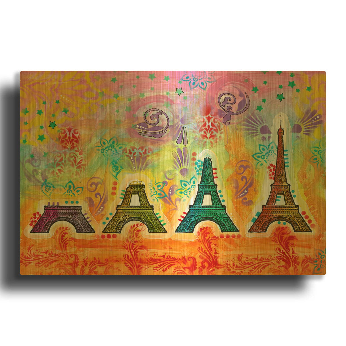 'Construction of the Eiffel Tower' By Dean Russo Gold Metal Wall Art