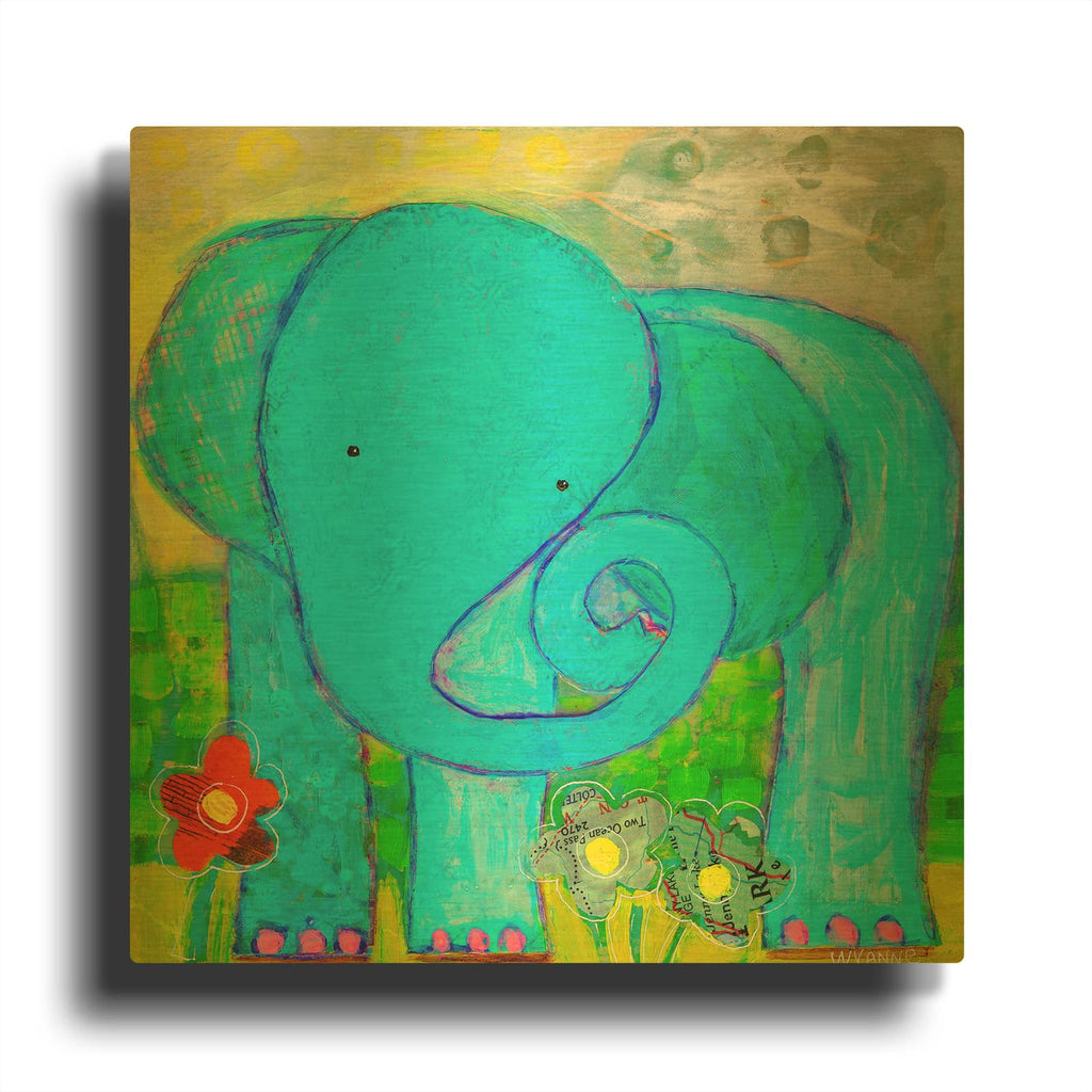'All Is Well Elephant' By Wyanne Gold Metal Wall Art