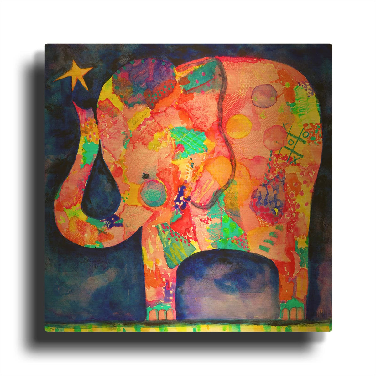 'All Within Reach Elephant' By Wyanne Gold Metal Wall Art