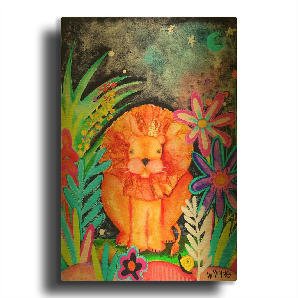 'Good To Be King Lion' By Wyanne Gold Metal Wall Art