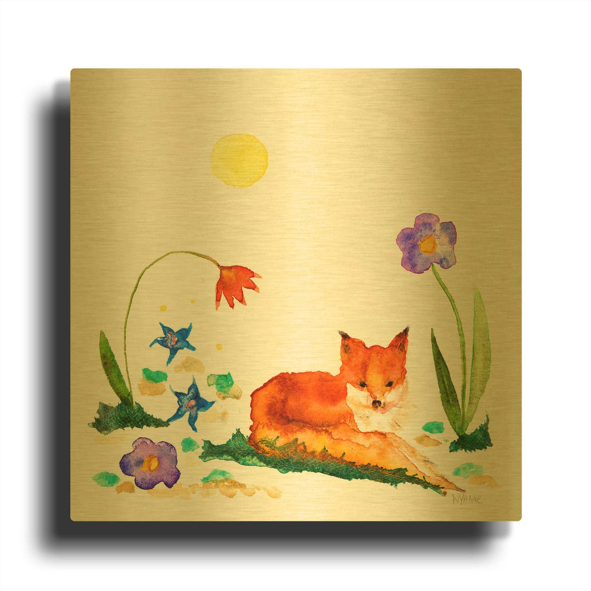 'Little Fox In The Garden' By Wyanne Gold Metal Wall Art