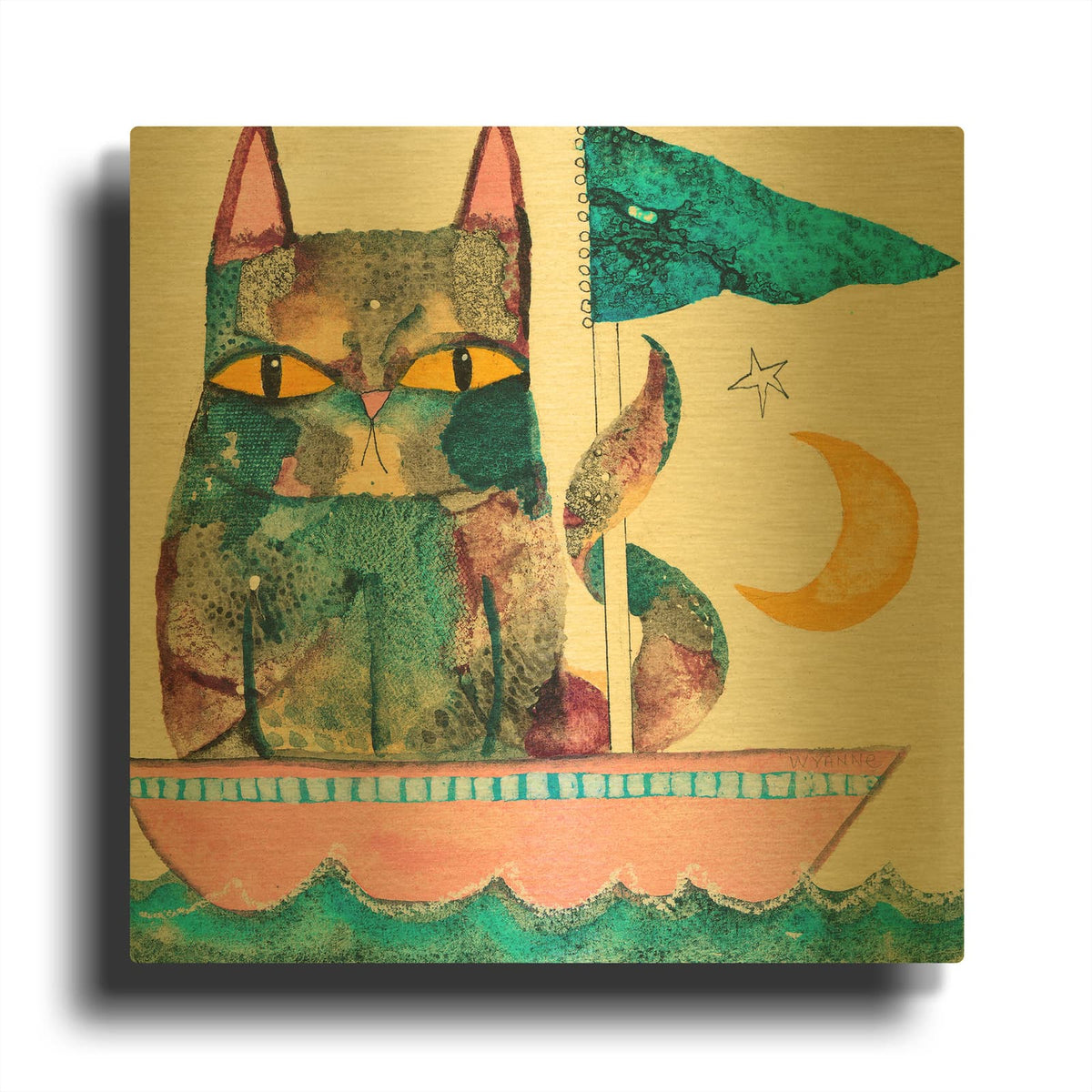 'By The Light of the Moon' By Wyanne Gold Metal Wall Art