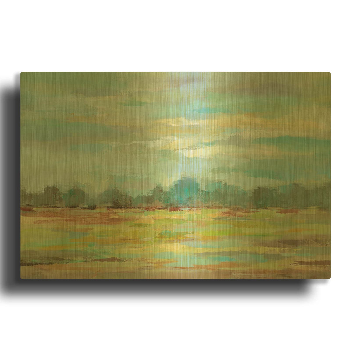 'Teal Forest' By Silvia Vassileva Gold Metal Wall Art